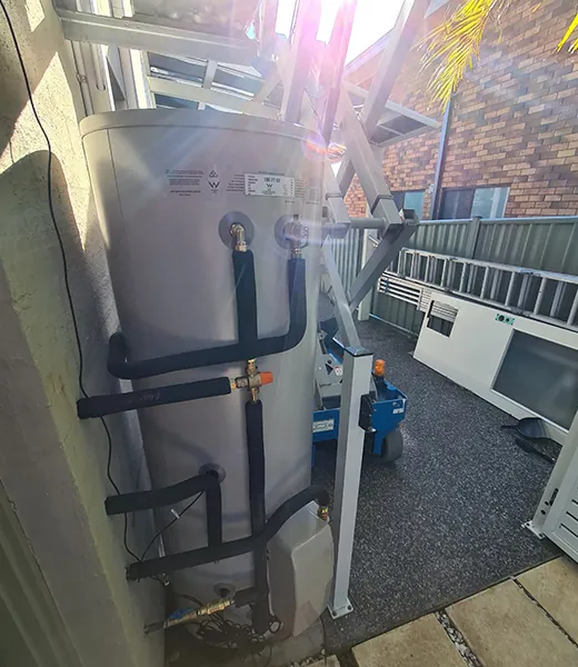 Newly installed storage hot water unit